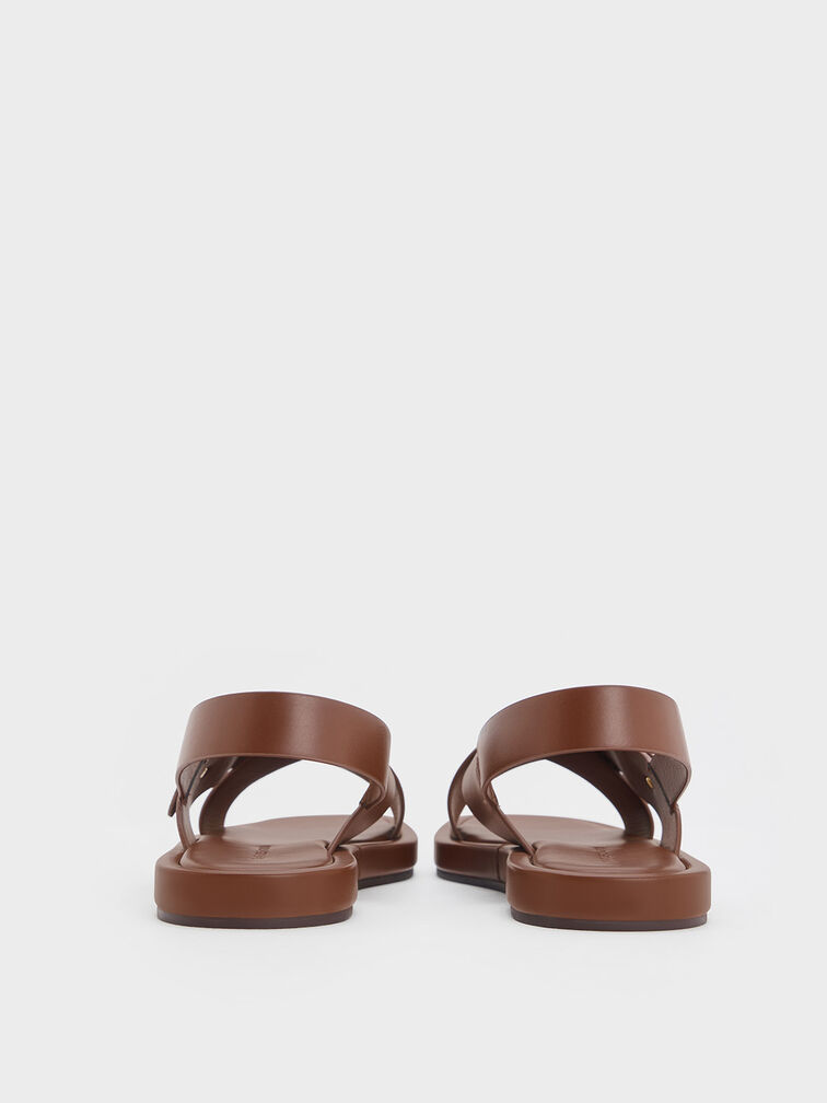 Audra Crossover-Strap Slingback Sandals, Dark Brown, hi-res