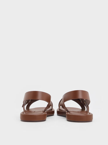 Audra Crossover-Strap Slingback Sandals, Dark Brown, hi-res