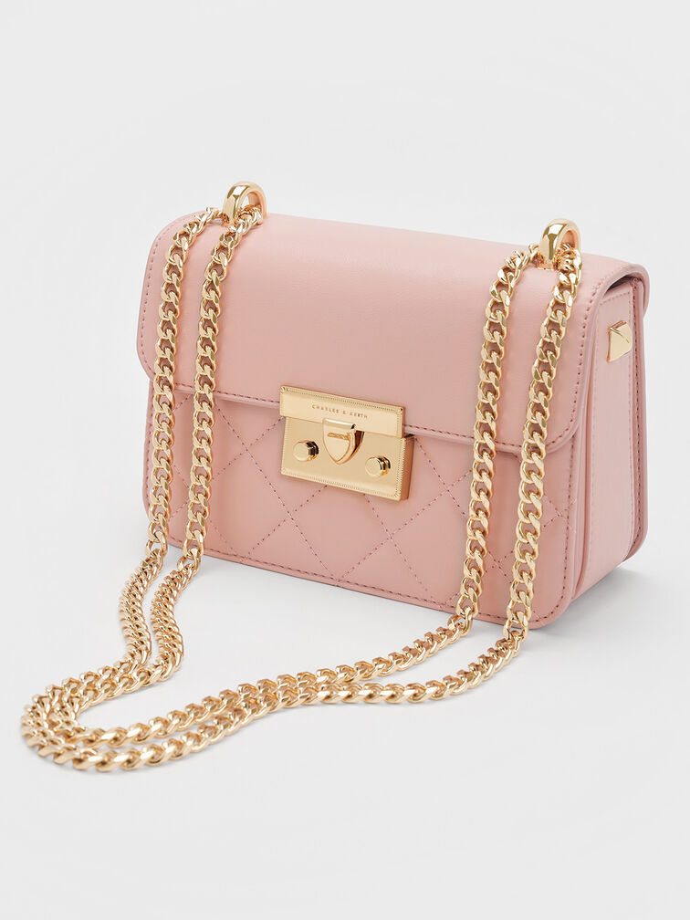 Alva Quilted Chain-Handle Bag, Light Pink, hi-res