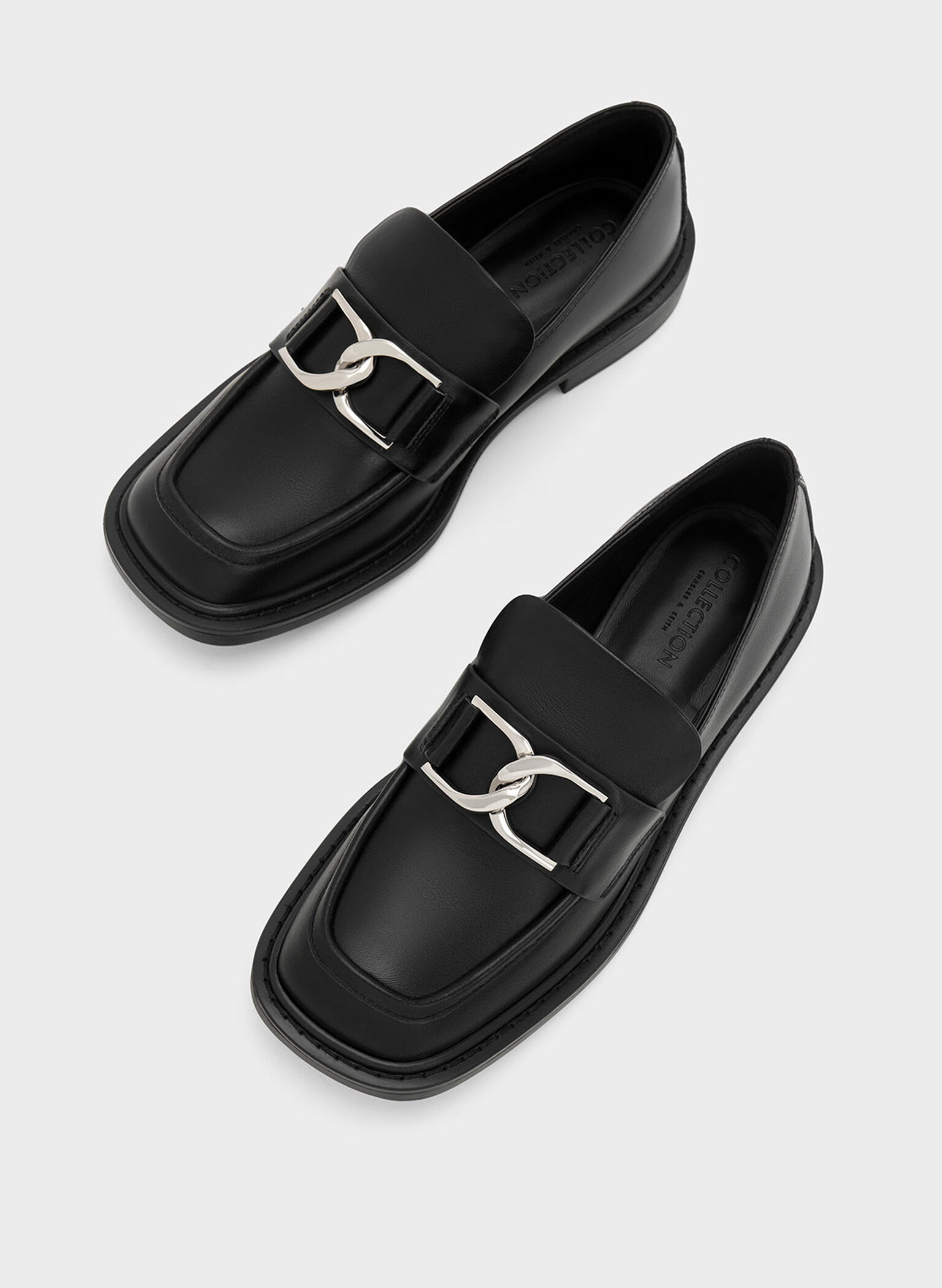 Gabine Leather Loafers, Black, hi-res