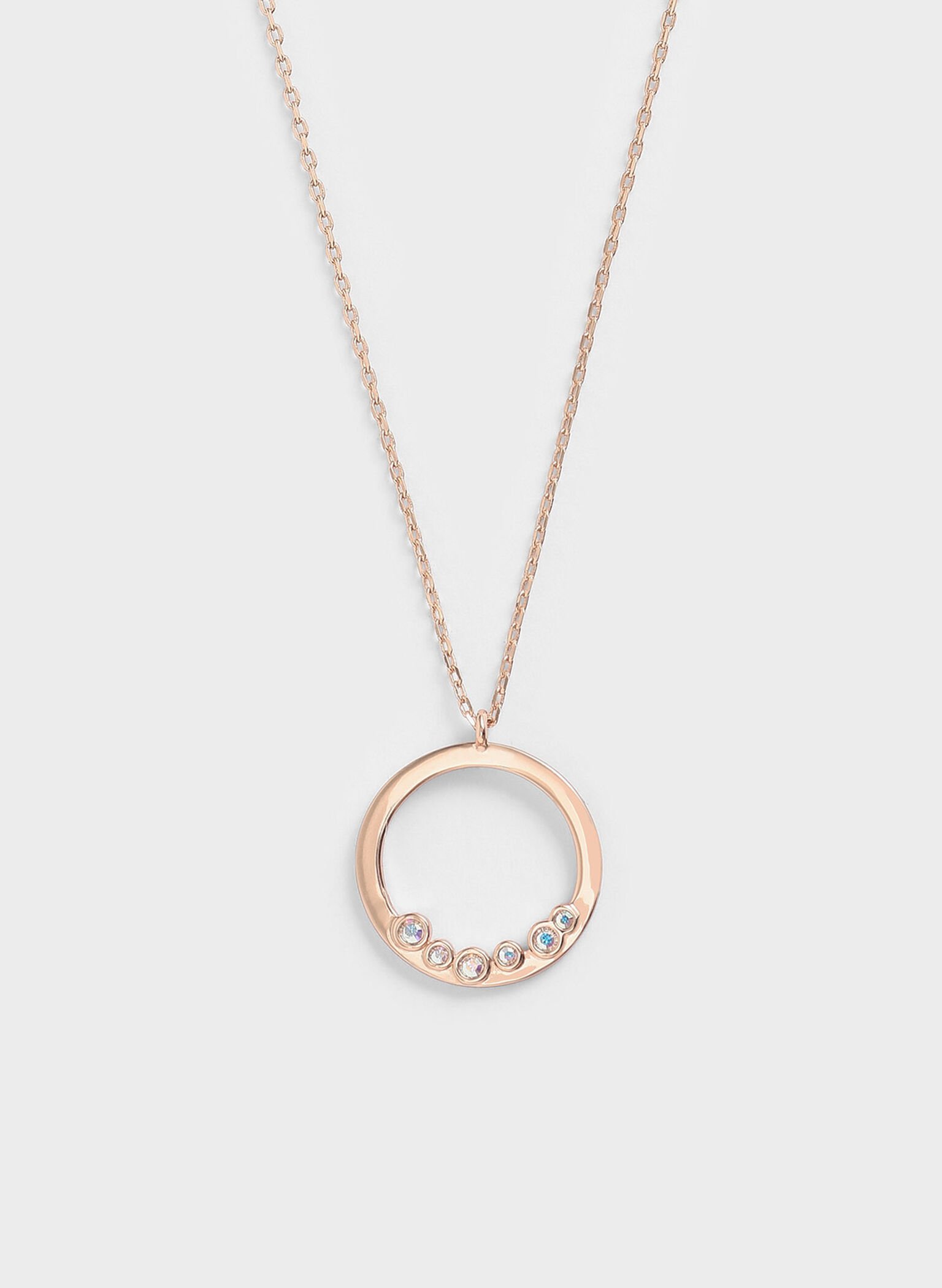 Swarovski® Crystal Studded Pendant Necklace, Rose Gold, hi-res