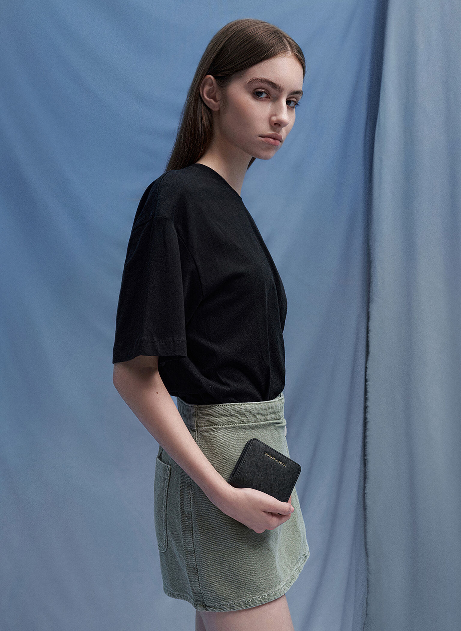 Keely Top Zip Small Wallet, Black, hi-res