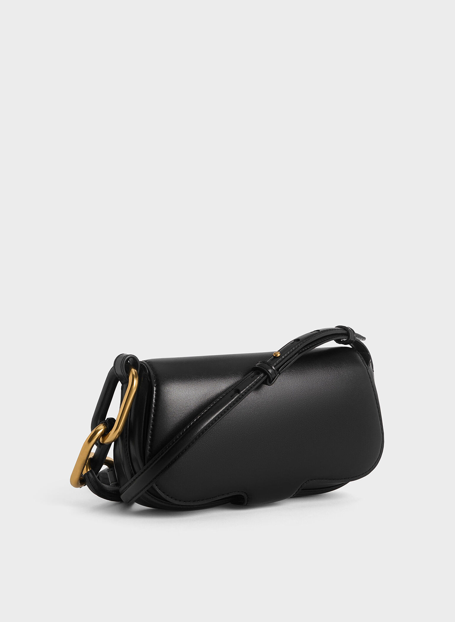 Kora Metallic-Accent Elongated Bag, Black, hi-res