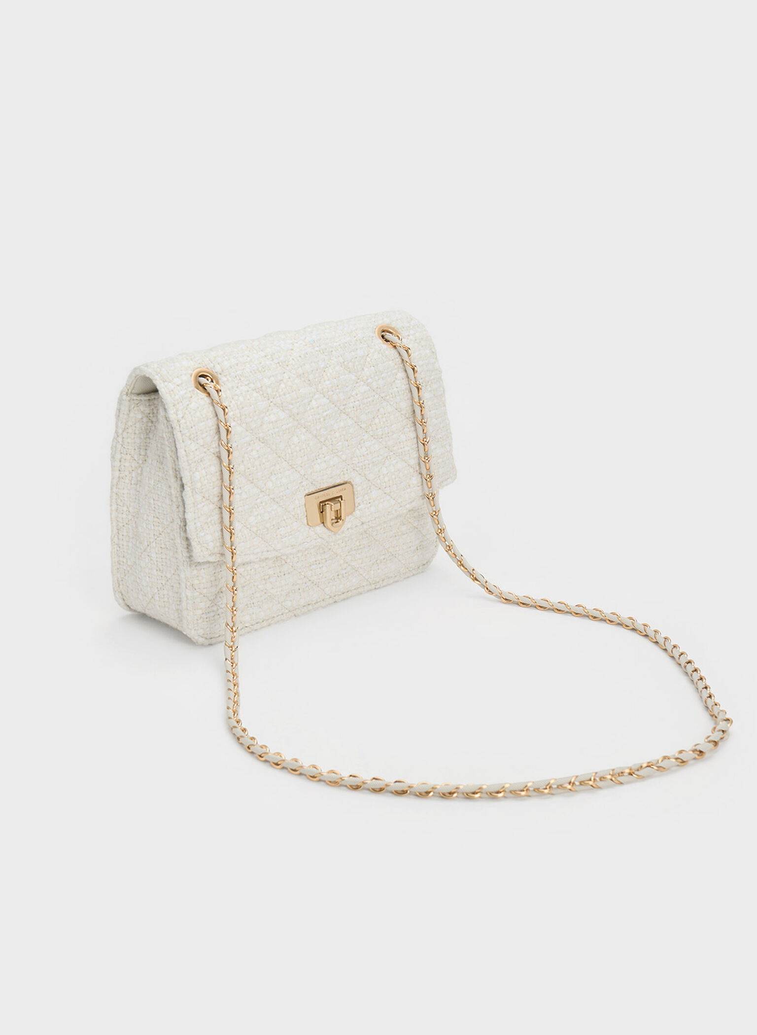 Cressida Tweed Chain Strap Bag, Chalk, hi-res