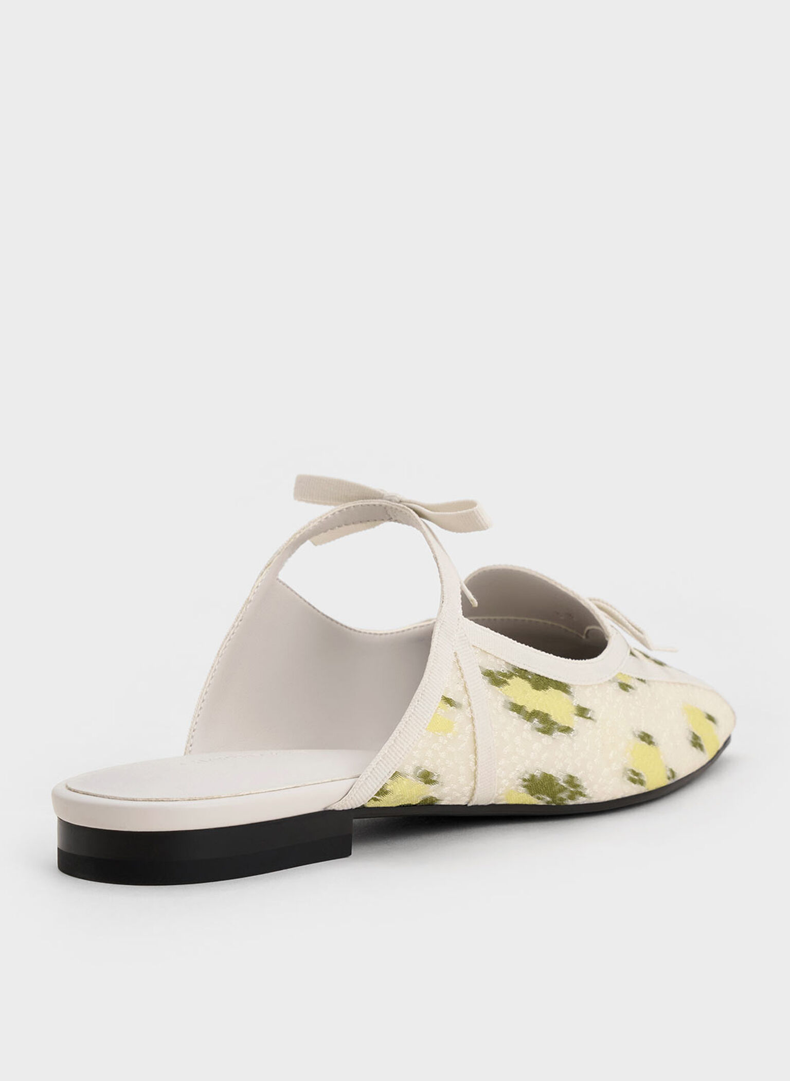 Floral-Print Lace-Up Bow Ballet Mules, Multi, hi-res