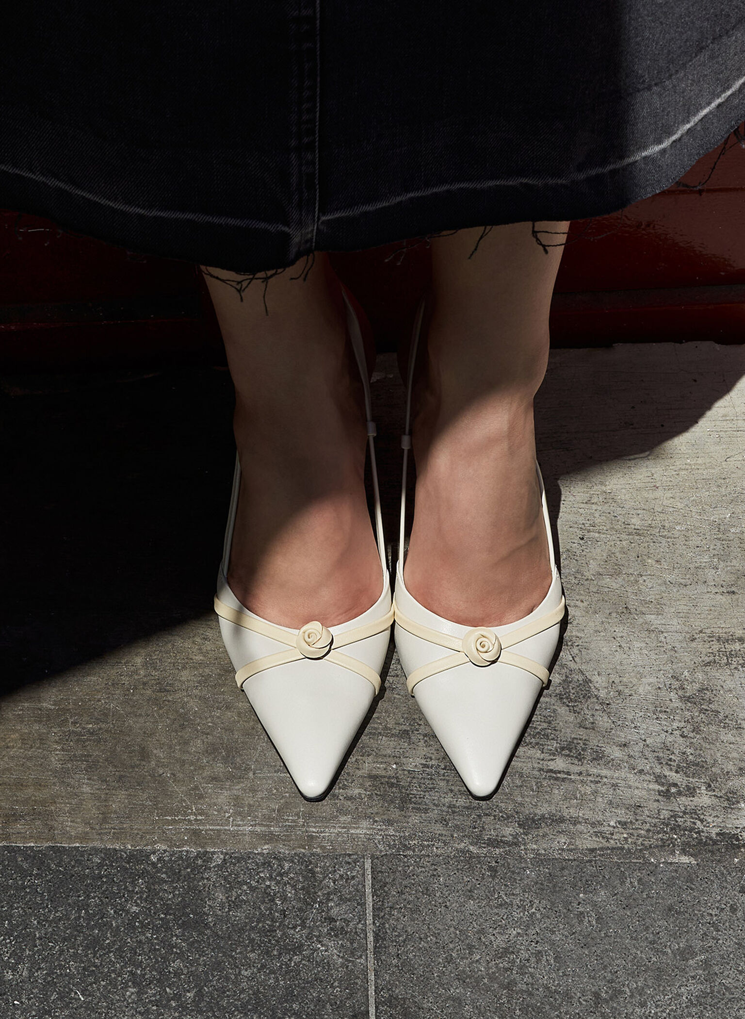 Rose Pointed-Toe Slingback Pumps, Butter, hi-res