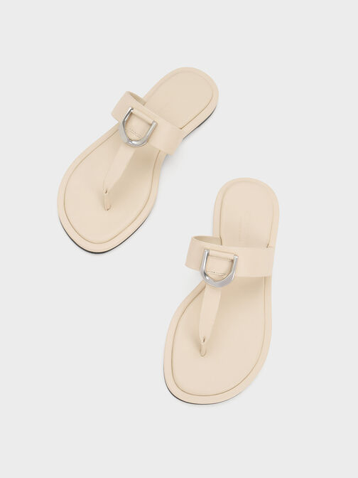 Gabine Leather Thong Sandals, Chalk, hi-res