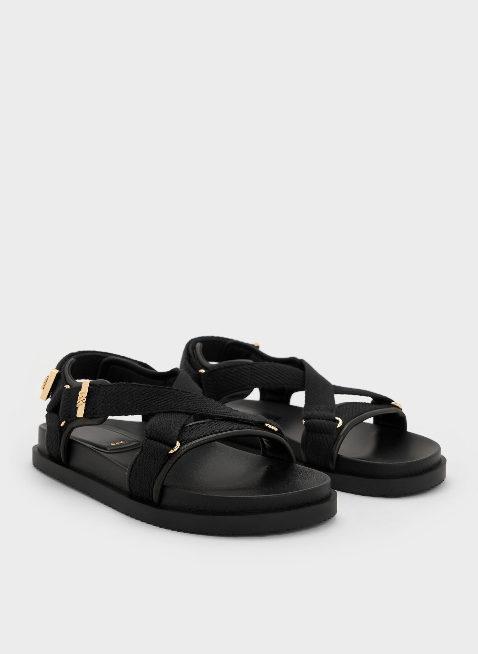 Granta Leather & Fabric Crossover Sports Sandals, Black, hi-res