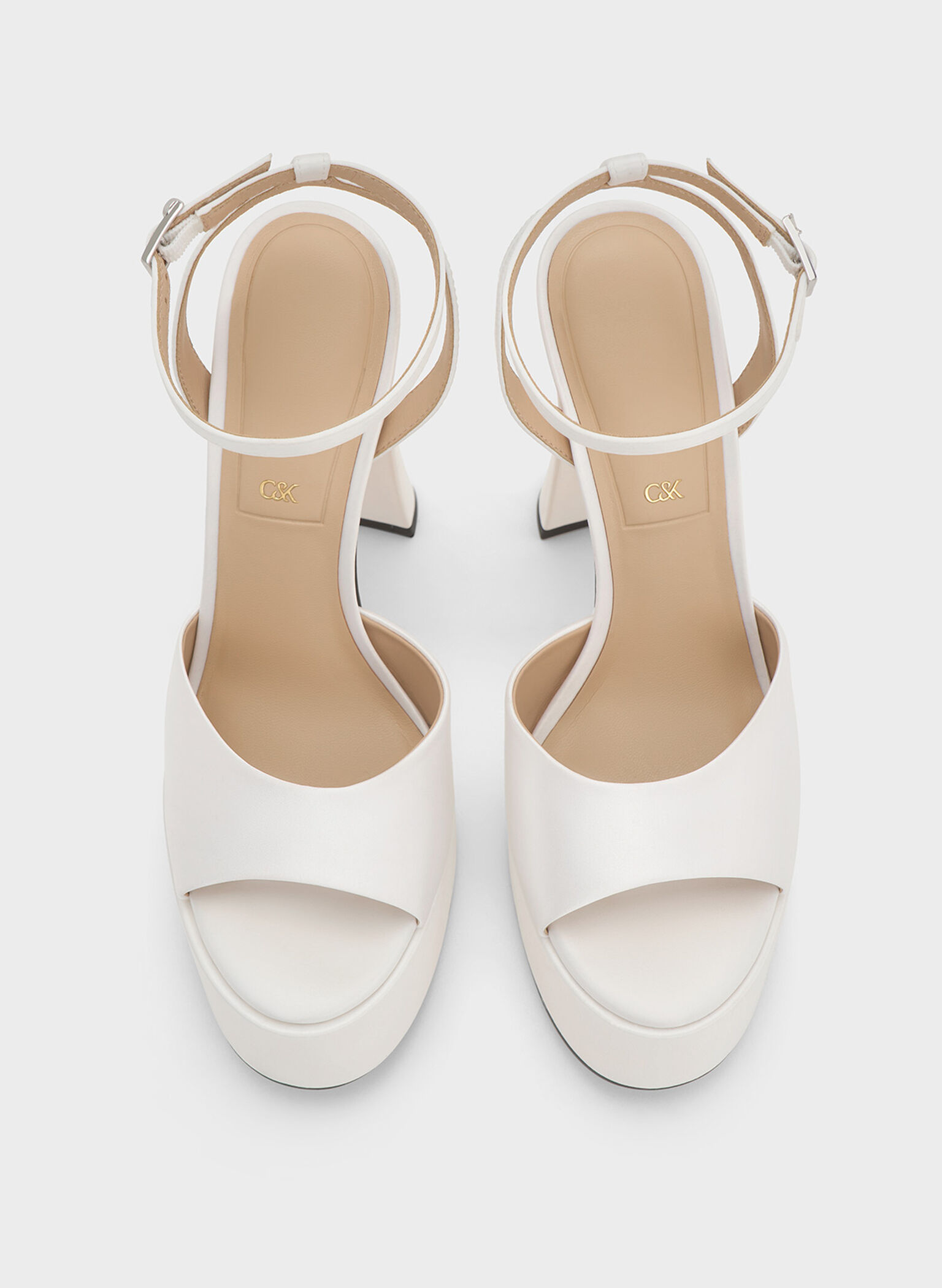 Michelle Recycled Polyester Platform Sandals, White, hi-res