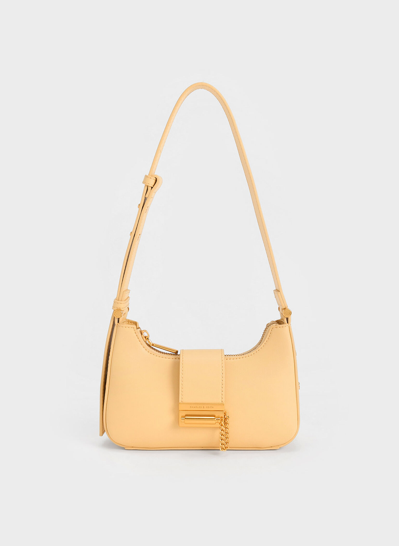 Metallic Accent Belted Bag, Beige, hi-res