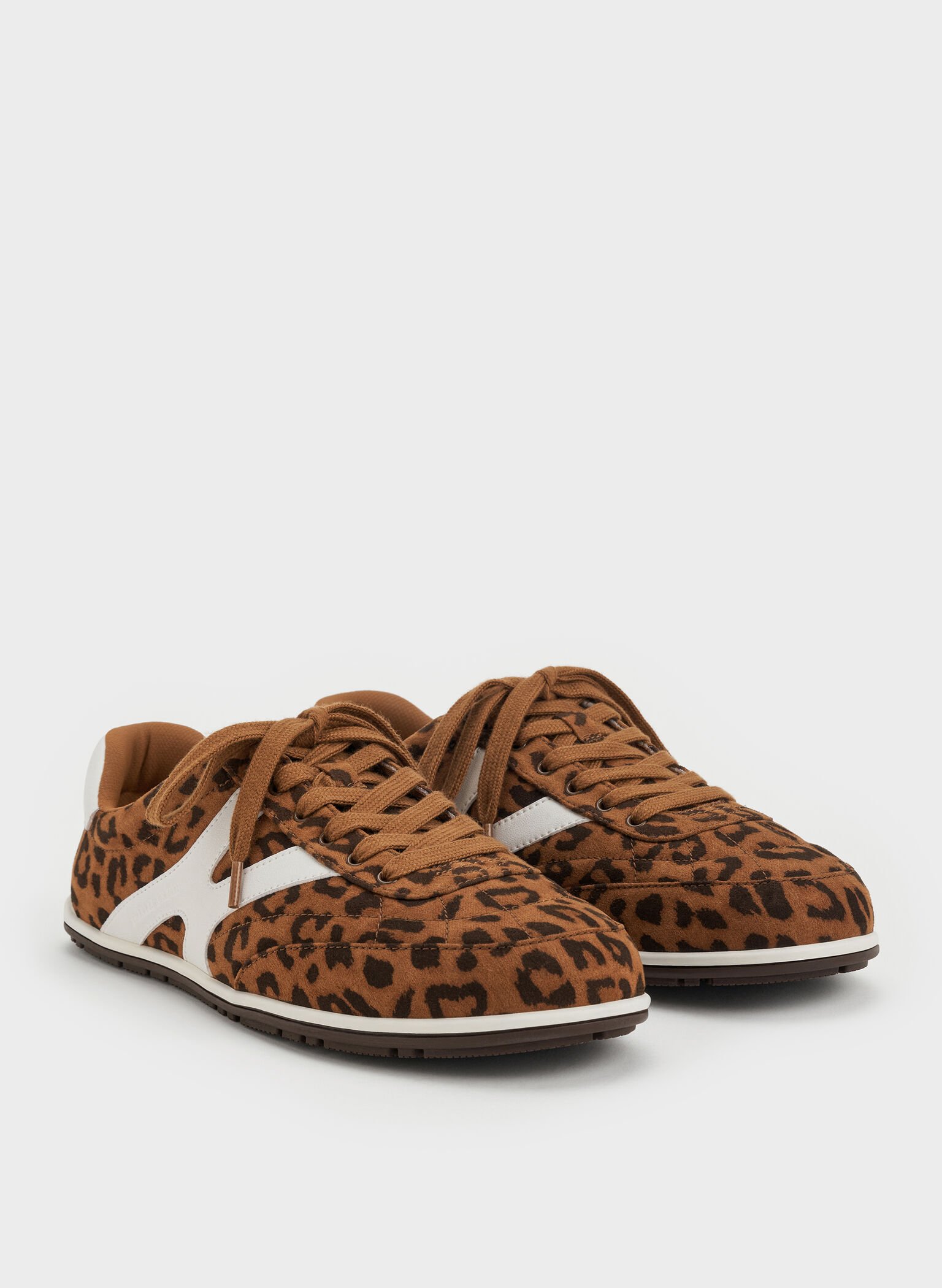 Faux Suede Leopard-Print Low-Top Sneakers, Animal Print Brown, hi-res