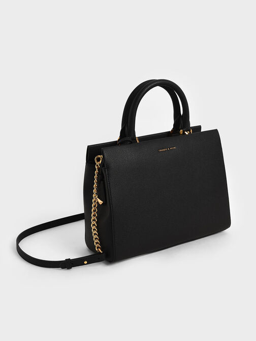 Mirabelle Structured Handbag, Black, hi-res