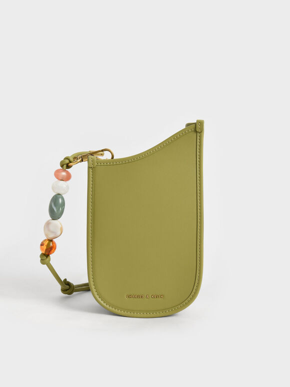Aviary Bead-Embellished Strap Phone Pouch, Avocado, hi-res