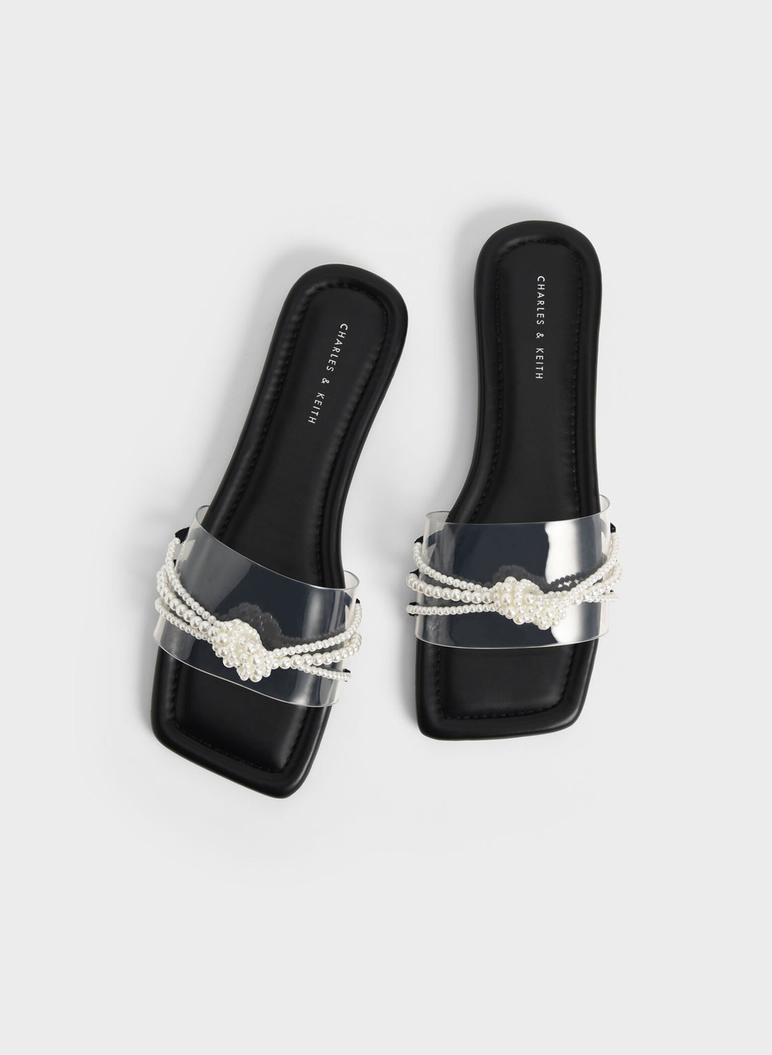 Bead Embellished Slide Sandals, Black, hi-res