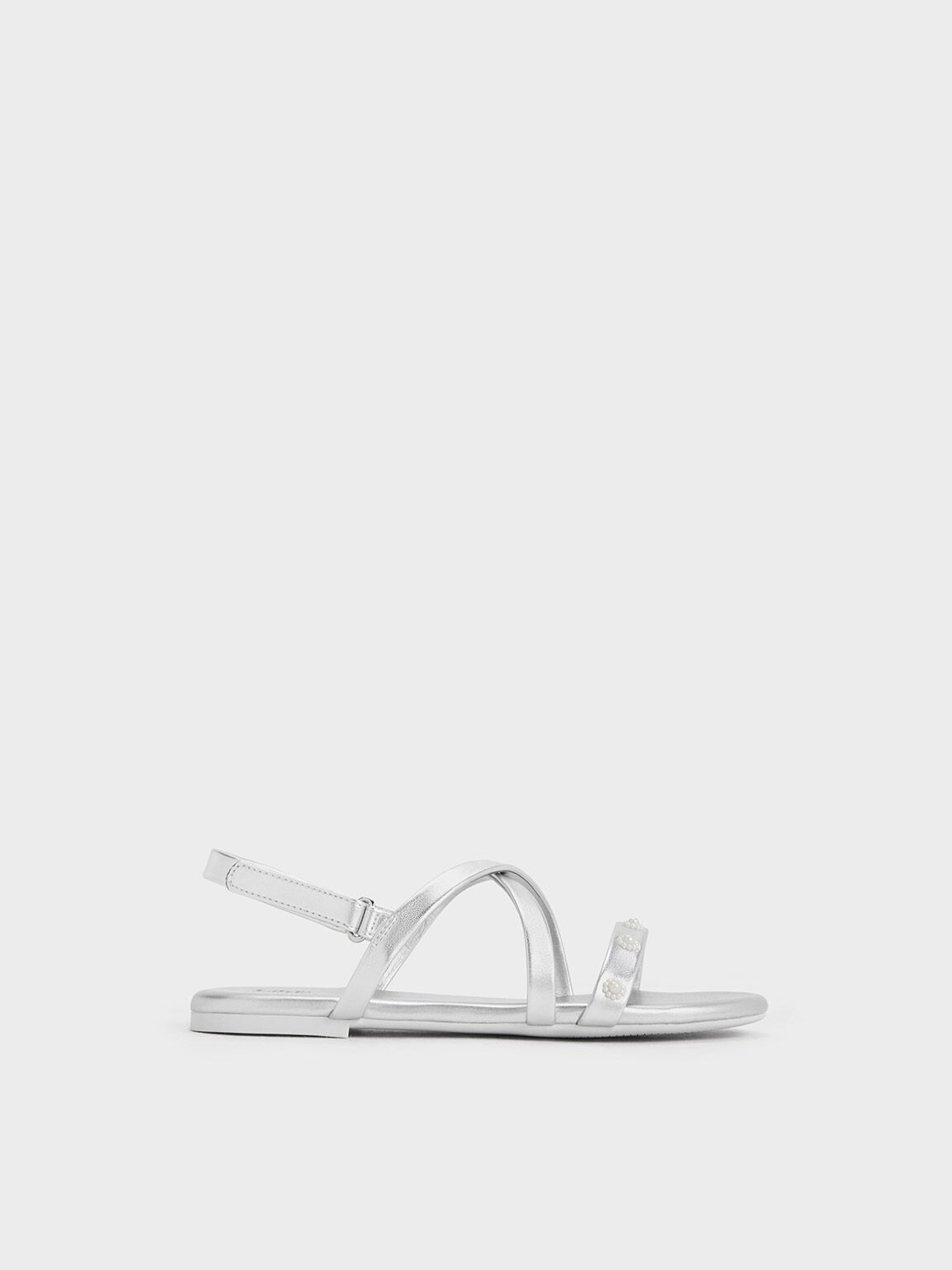 Silver beaded sandals clearance