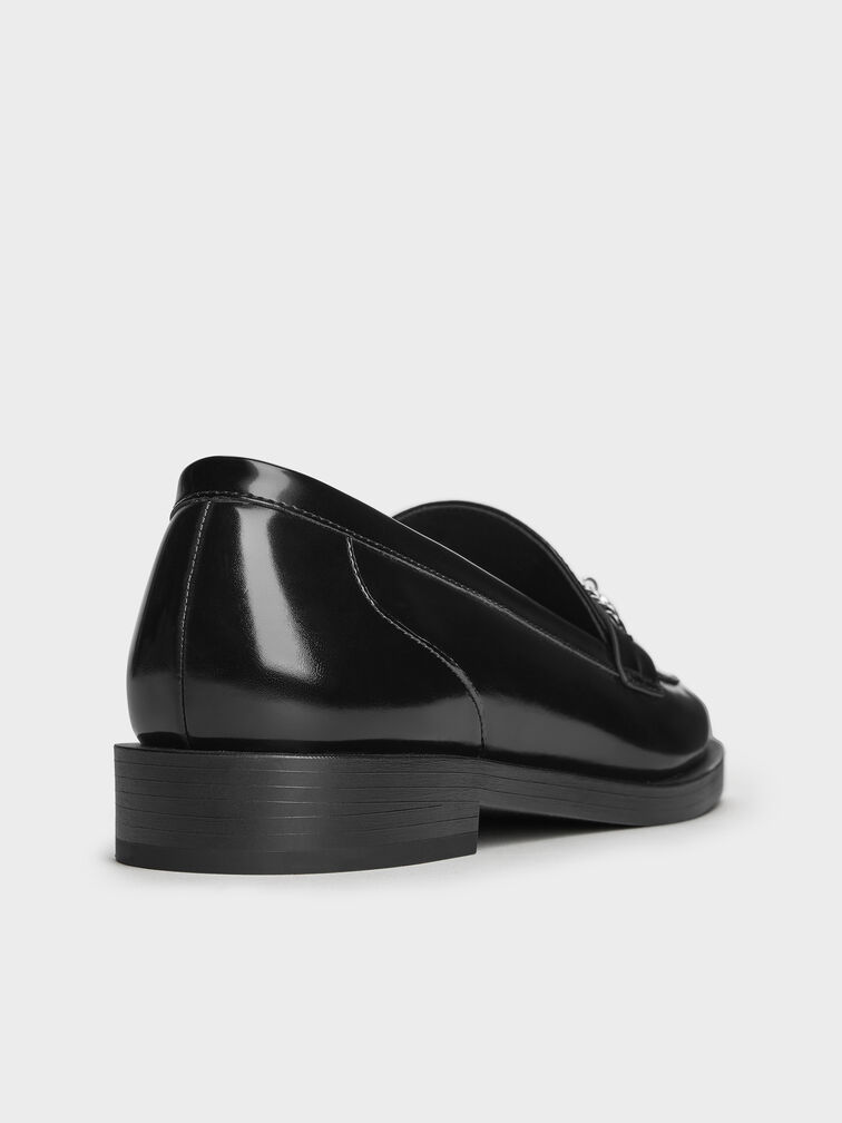 Braided-Chain Metallic-Accent Loafers, Black Box, hi-res