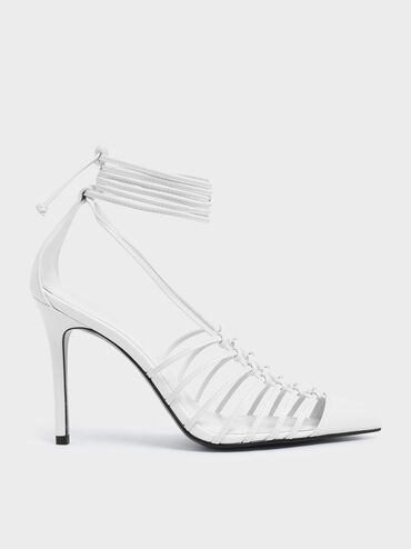 Lace Up Heels, White, hi-res