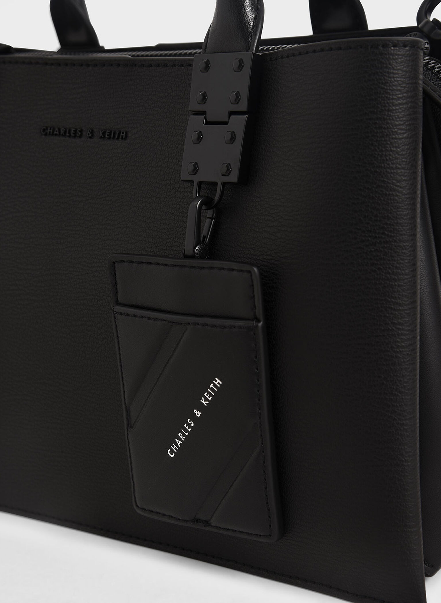 Cameron Double Top Handle Bag, Ultra-Matte Black, hi-res