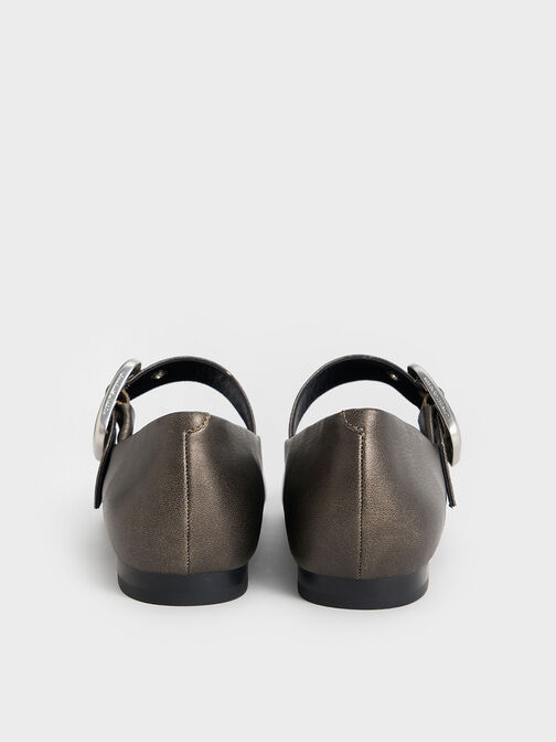 Masei Metallic Grommet-Strap Mary Janes, Silver, hi-res
