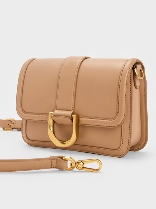 Gabine Leather Crossbody Bag, Nude, hi-res