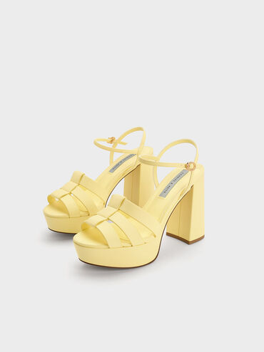 Gladiator Platform Sandals, Yellow, hi-res