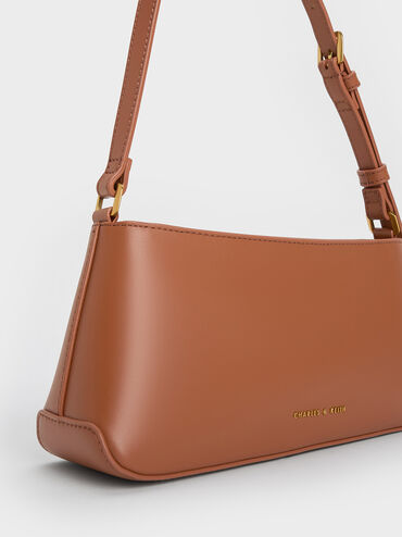 Gabine Leather Trapeze Shoulder Bag, Cognac, hi-res