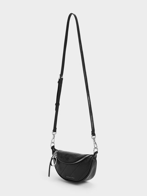 Philomena Half-Moon Crossbody Bag, Noir, hi-res