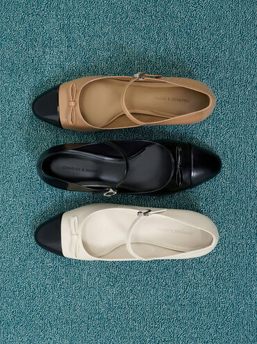 Bow Cap-Toe Mary Jane Pumps, Black Box, hi-res