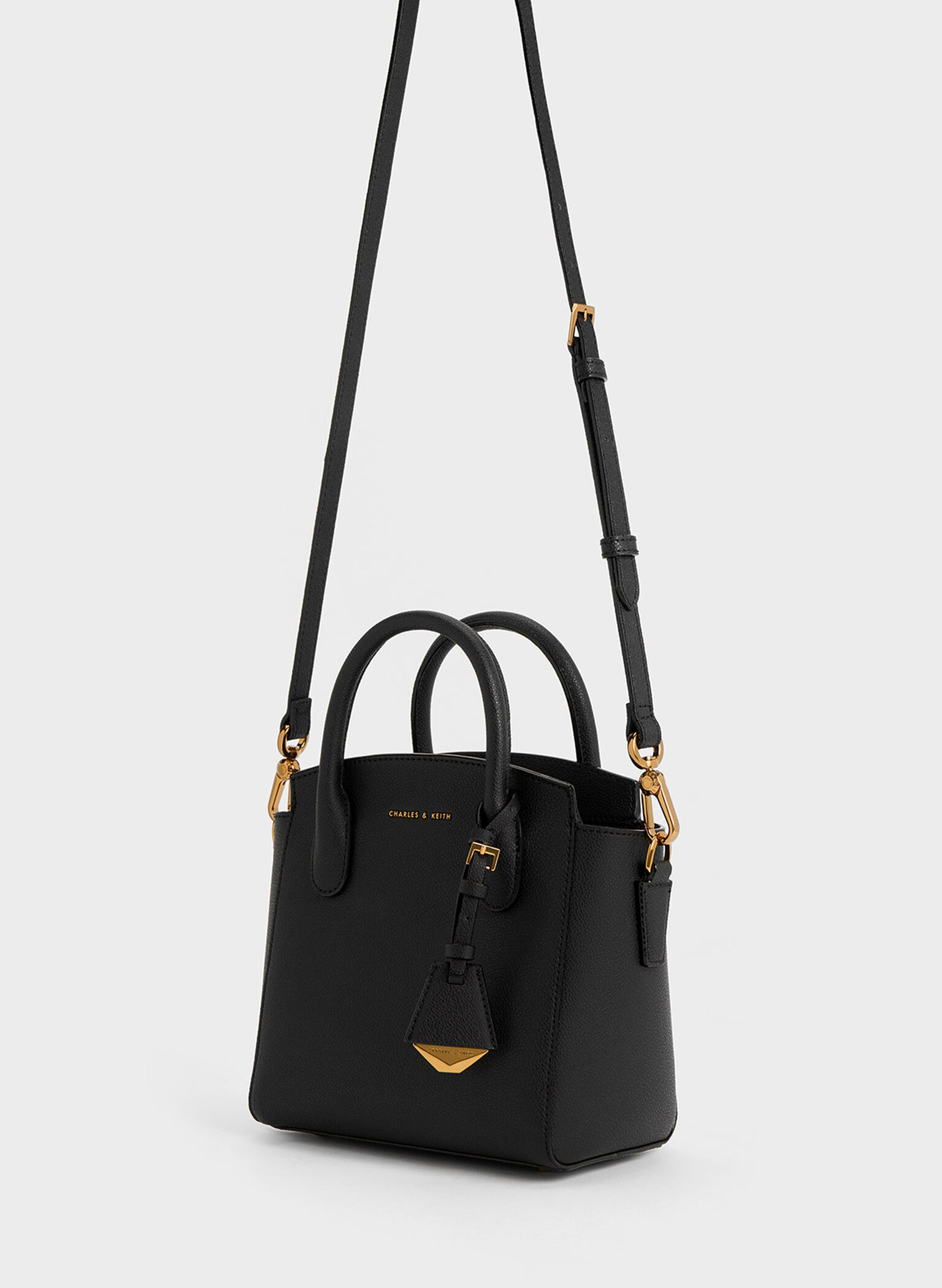 Classic Double Top Handle Bag, Black, hi-res