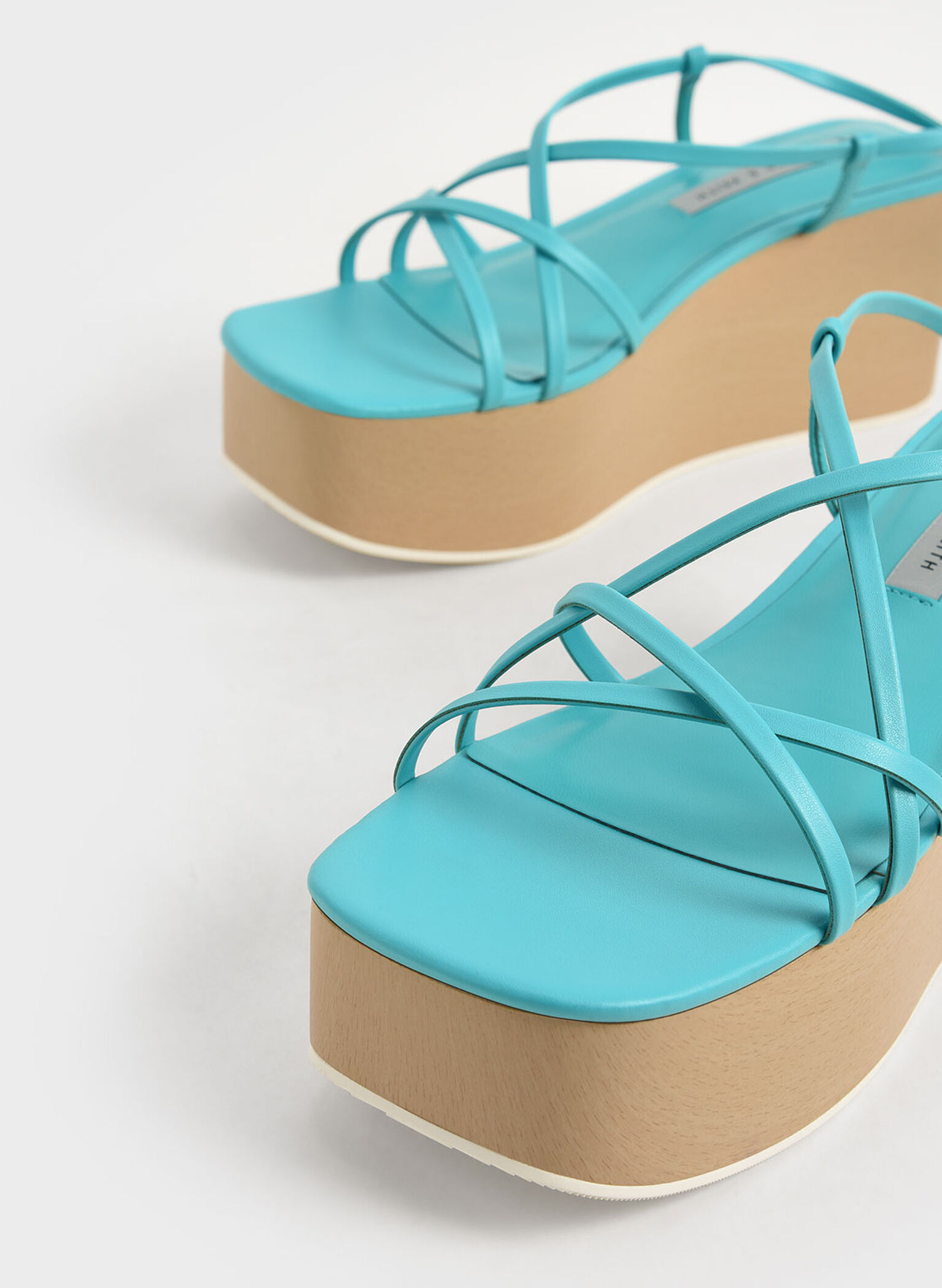 Ankle Strap Platform Wedges, Turquoise, hi-res