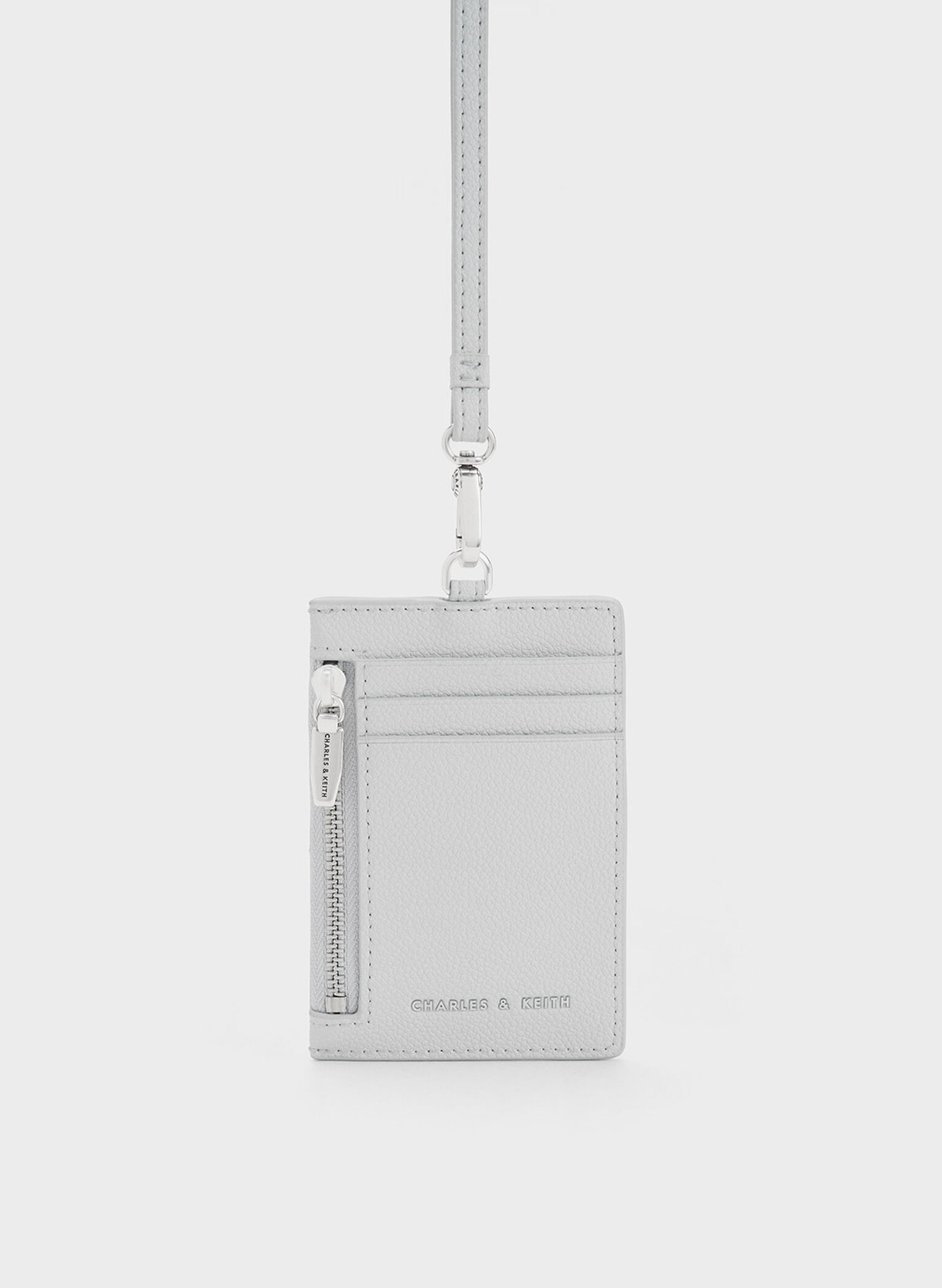 Side Zip Card Holder, Light Grey, hi-res
