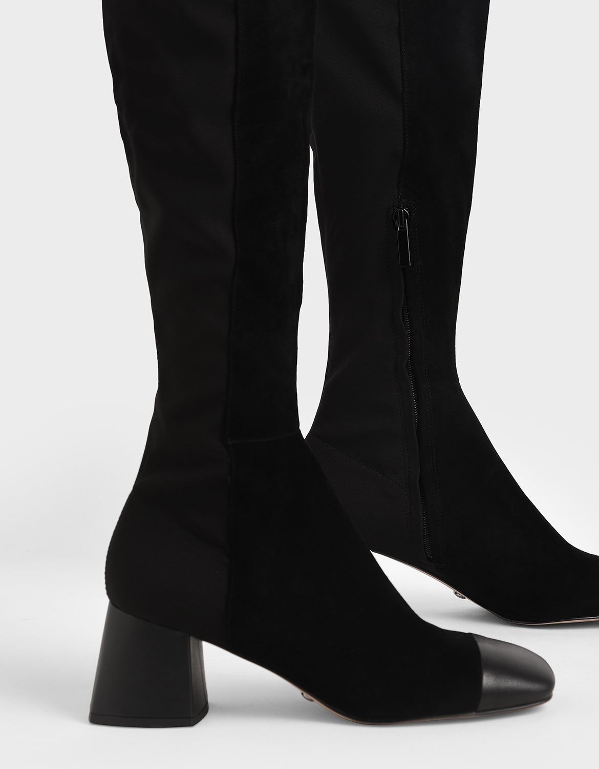 Suede thigh high clearance boots block heel
