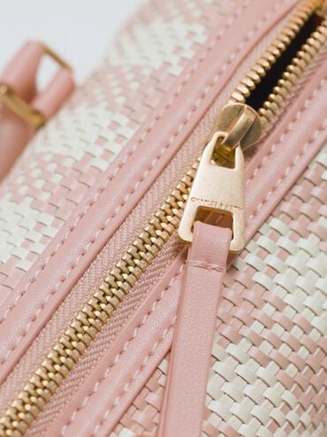 Everleigh Checkered Bowling Bag, Light Pink, hi-res