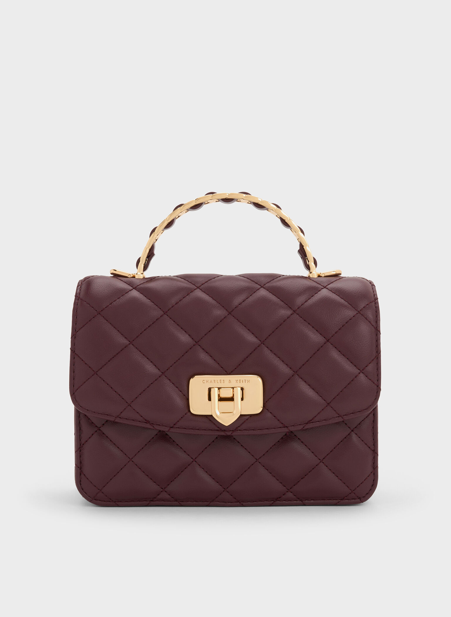 Cressida Quilted Top Handle Bag, Wineberry Red, hi-res