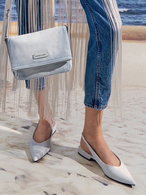 Ivette Denim Front Flap Crossbody Bag, Light Washed Denim, hi-res