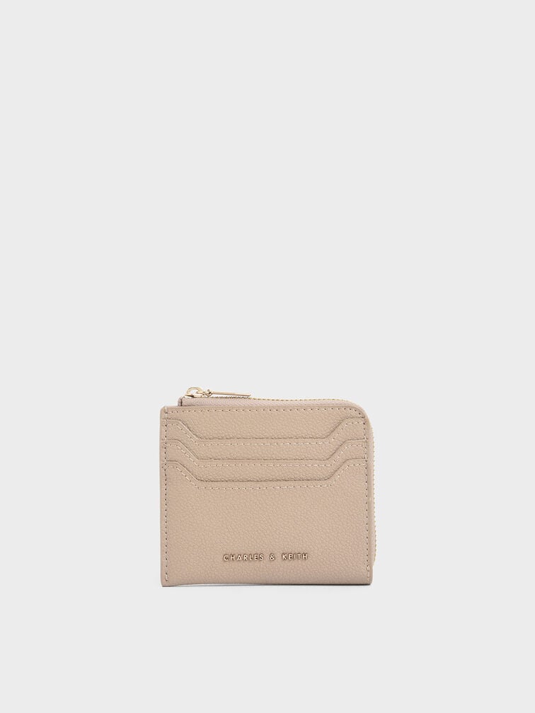 Elodie Multi-Slot Zip Card Holder, Beige, hi-res