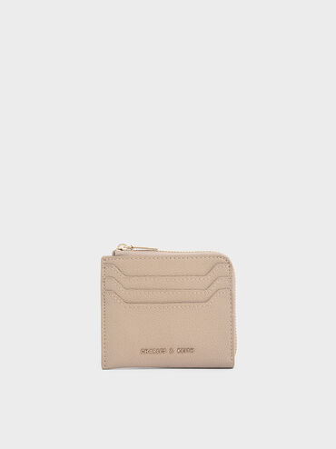 Elodie Multi-Slot Zip Card Holder, Beige, hi-res