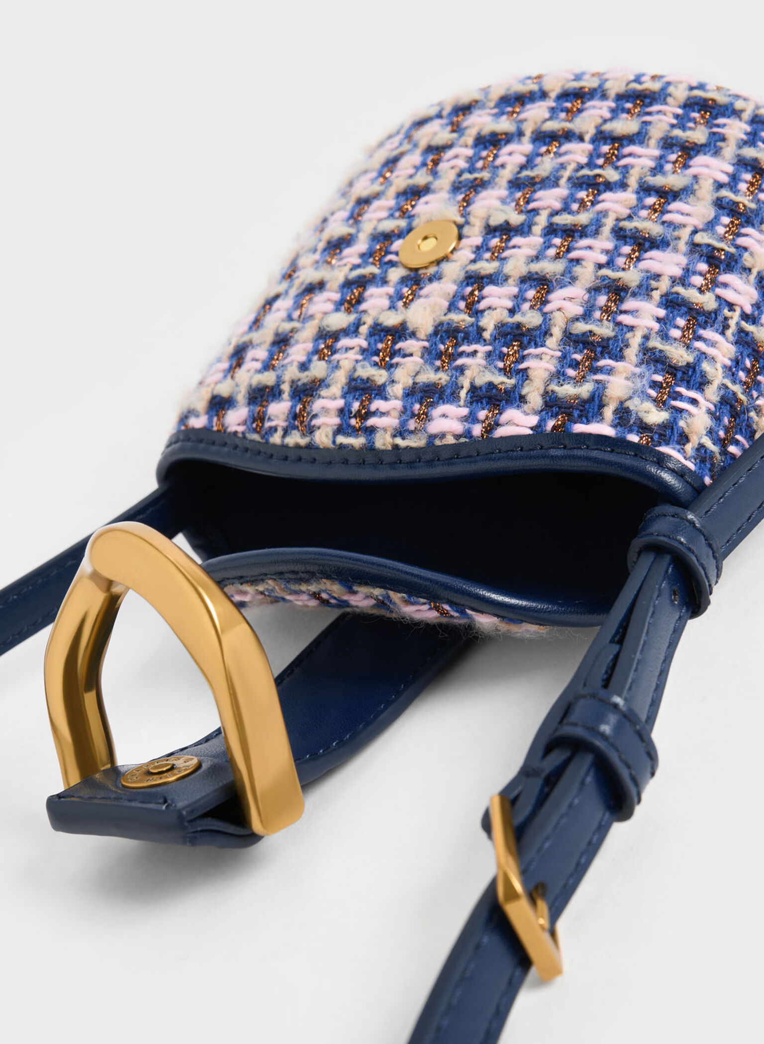 Gabine Tweed Bucket Bag, Navy, hi-res