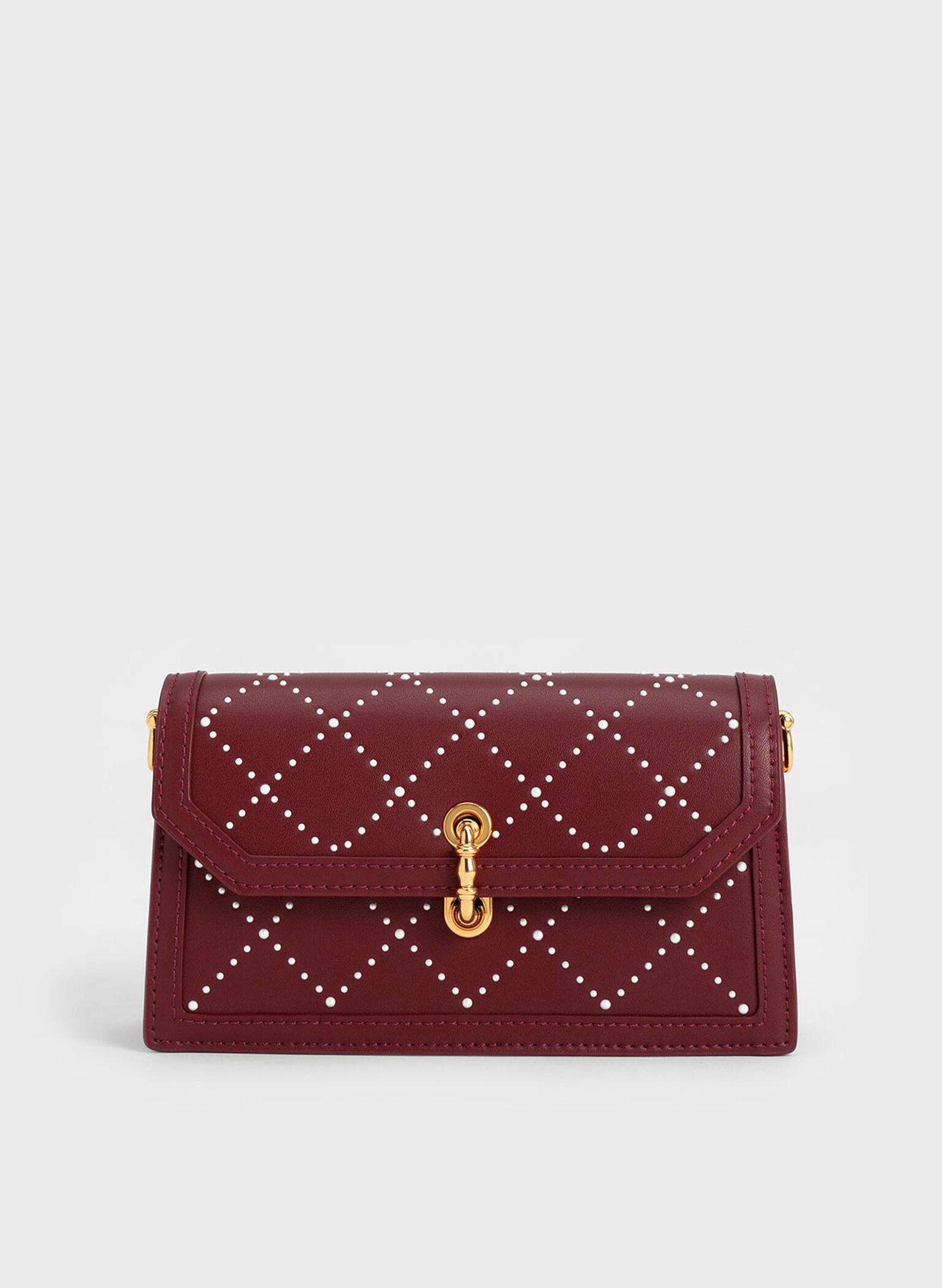 Marietta Textured Quilted Crossbody Bag, Burgundy, hi-res