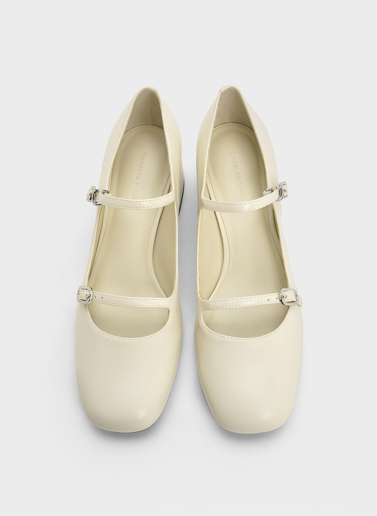 Double-Strap Block-Heel Mary Janes, Chalk, hi-res