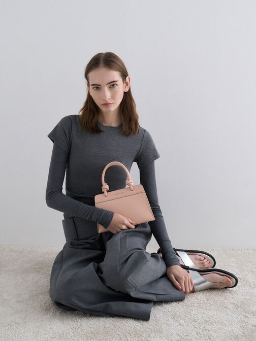 Sabine Knotted-Handle Trapeze Tote Bag, Light Pink, hi-res