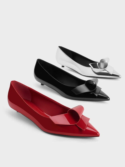 Sculptural Knot Pointed-Toe Flats, Red, hi-res