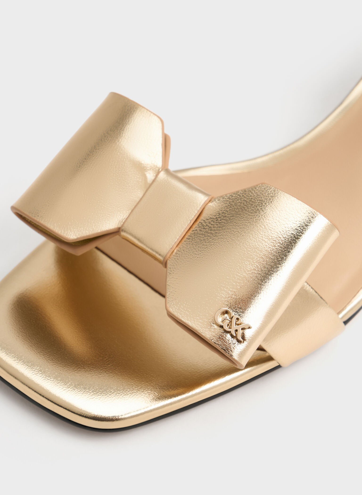 Lu Metallic Leather Bow Heeled Sandals, Gold, hi-res