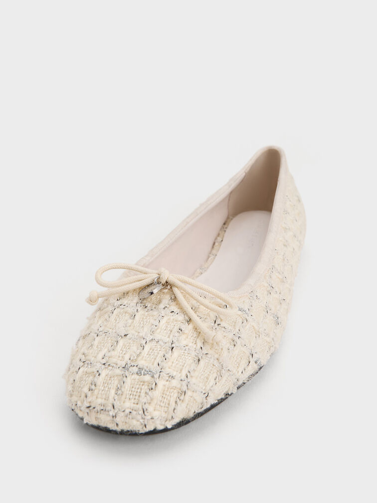 Tweed Bow Ballet Flats, Multi, hi-res