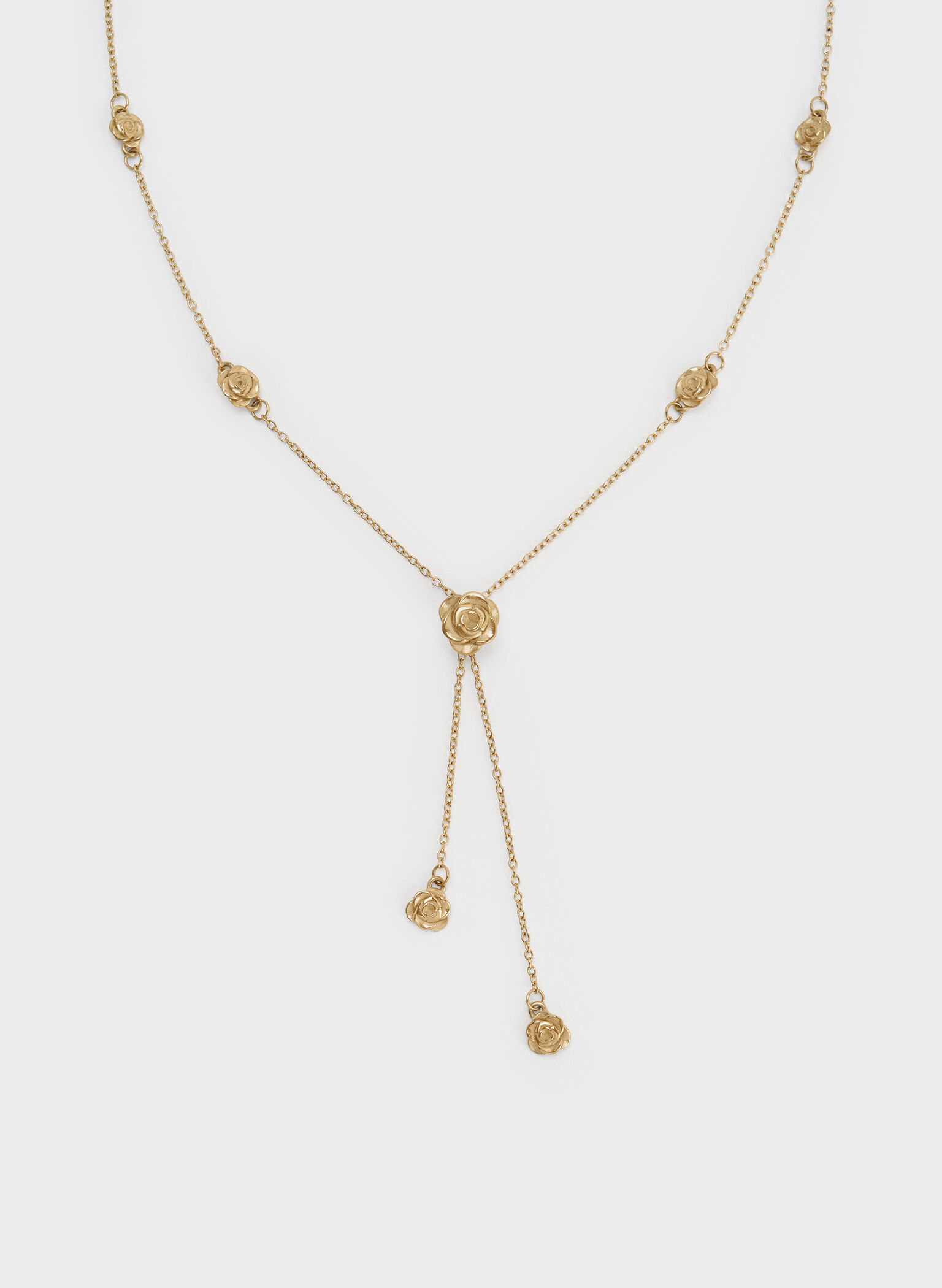 Rosalind Flower-Motif Necklace, Brush Gold, hi-res