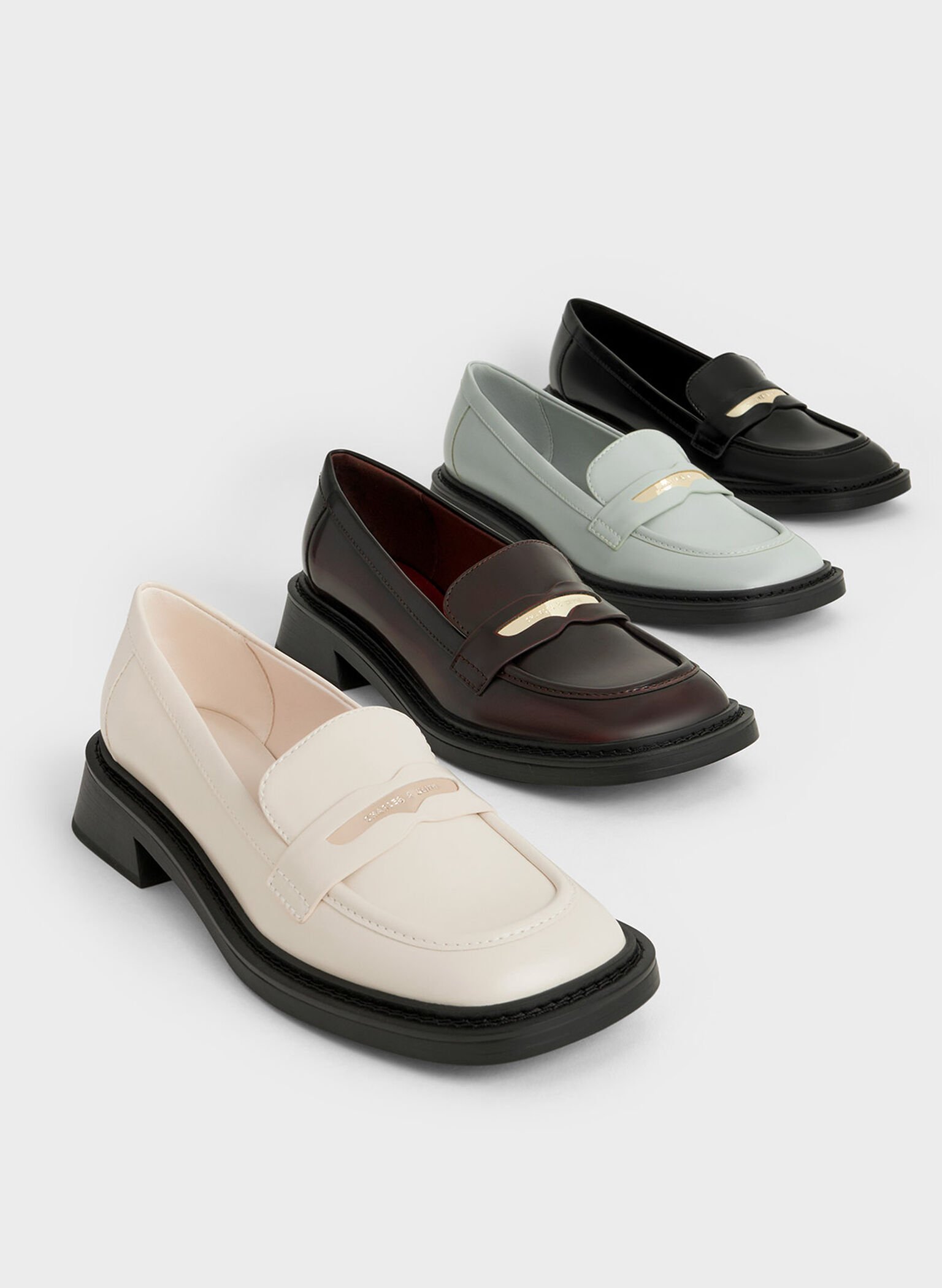 Metallic Penny Tab Loafers, Black Box, hi-res