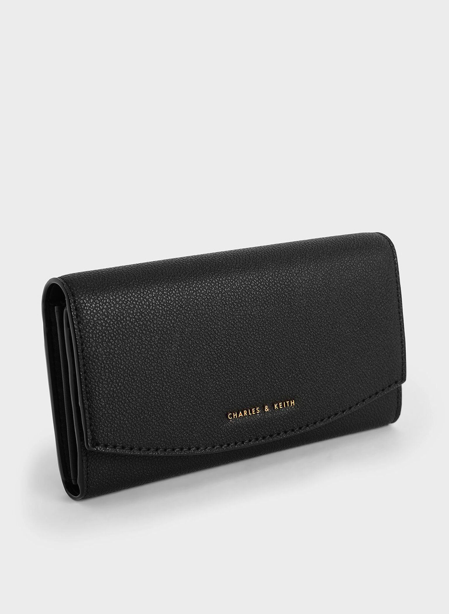 Front Flap Long Wallet, Black, hi-res