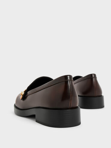 Hettie Metallic-Buckle Strap Loafers, Brown, hi-res