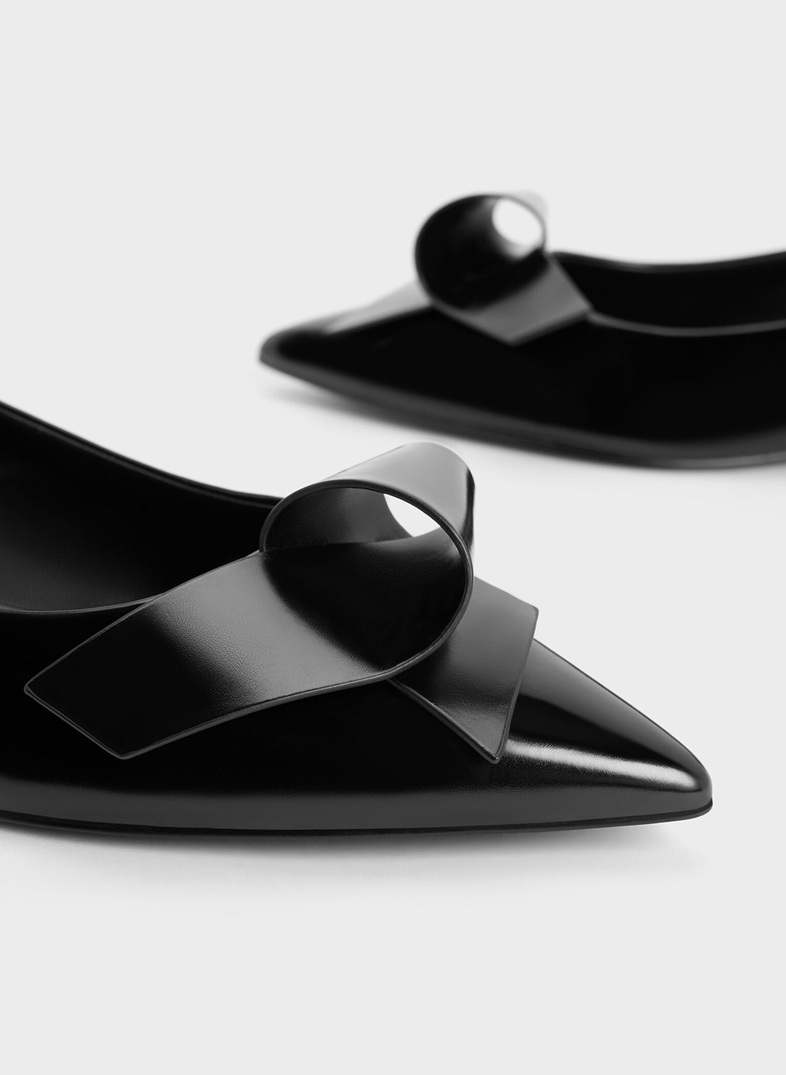 Sculptural Knot Pointed-Toe Flats, Black Box, hi-res