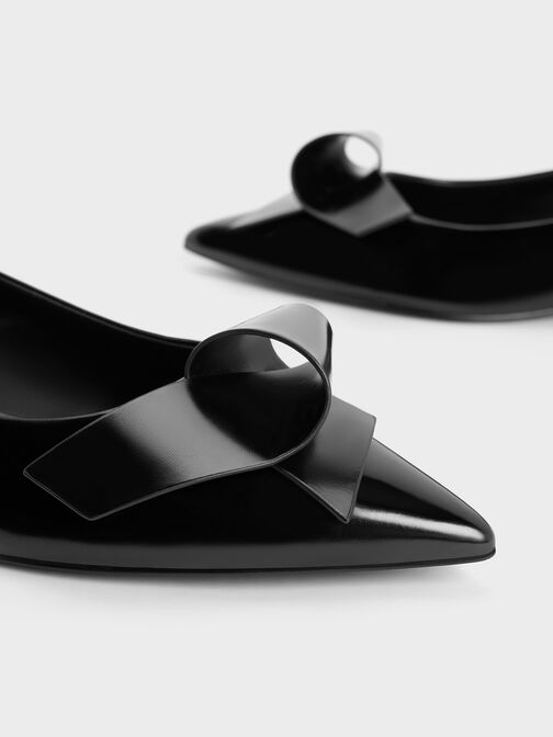 Sculptural Knot Pointed-Toe Flats, Black Box, hi-res